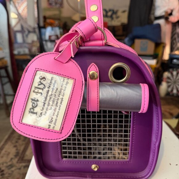 Pet Flys Airline Approved Pet Carrier - Pink/Purple Koi Fish Tattoo Print - Y2K - Picture 7 of 15